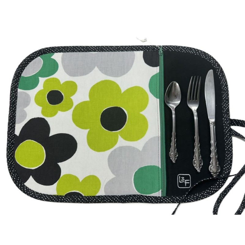 Fleurs Rétro Napperon avec Pochette Personnalisé Prêt à Broder NAP-429P