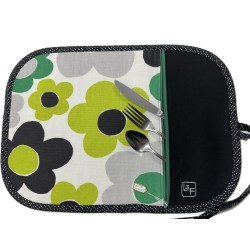Fleurs Rétro Napperon avec Pochette Personnalisé Prêt à Broder NAP-429P