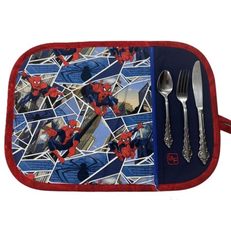Super Héros Spiderman Napperon Avec Pochette Prêt à Broder NAP-437P