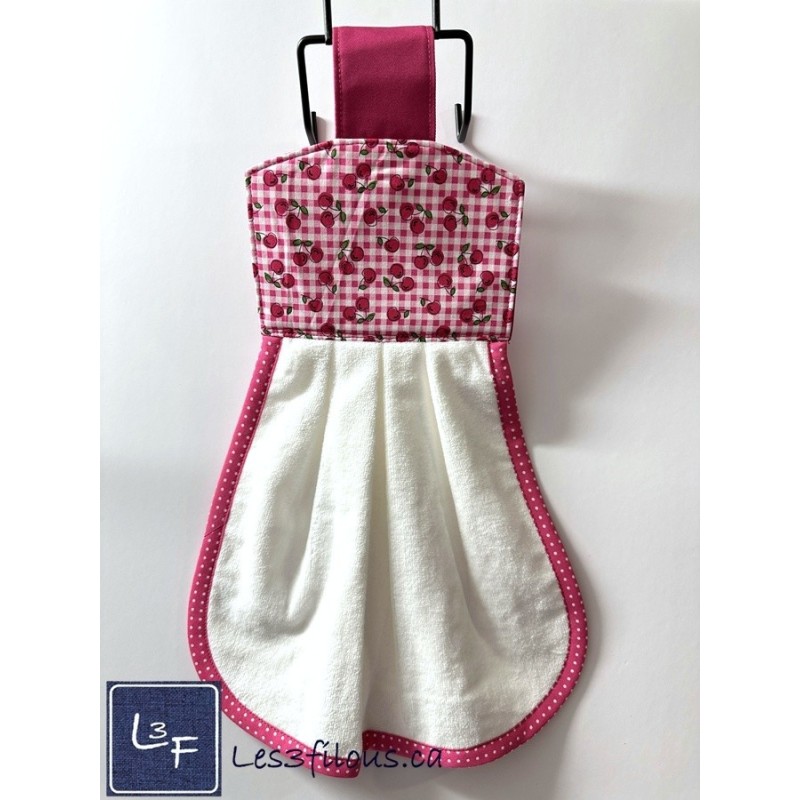Cerises Serviette de cuisine accrochable après la poignée du four EP-027