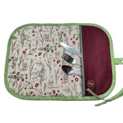 Petites Souris et Fraises Napperon avec Pochette Prêt à Broder NAP-440P