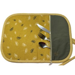 Pissenlit fond Ocre Napperon avec Pochette Personnalisé Prêt à Broder NAP-441