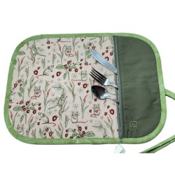 Petites Souris et Fraises Napperon avec Pochette Prêt à Broder NAP-442P