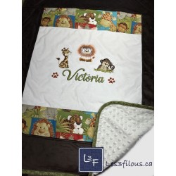 Girafe Lion Singe Couverture Ultra-Douce Brodée et Personnalisée CUD-096