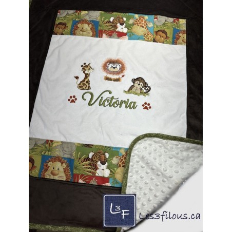 Girafe Lion Singe Couverture Ultra-Douce Brodée et Personnalisée CUD-096