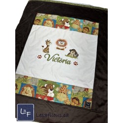 Girafe Lion Singe Couverture Ultra-Douce Brodée et Personnalisée CUD-096