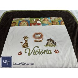 Girafe Lion Singe Couverture Ultra-Douce Brodée et Personnalisée CUD-096