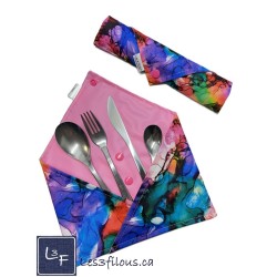 Aquarelle Pochette à Ustensiles Roulable et Réutilisable (Ustensiles inclus) UST-037)