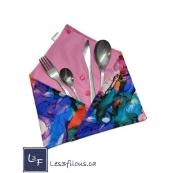 Aquarelle Pochette à Ustensiles Roulable et Réutilisable (Ustensiles inclus) UST-037)