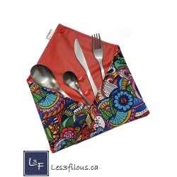 Mandala Pochette à Ustensiles Roulable et Réutilisable (Ustensiles inclus) UST-038