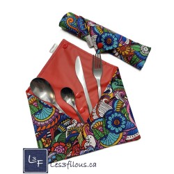 Mandala Pochette à Ustensiles Roulable et Réutilisable (Ustensiles inclus) UST-038