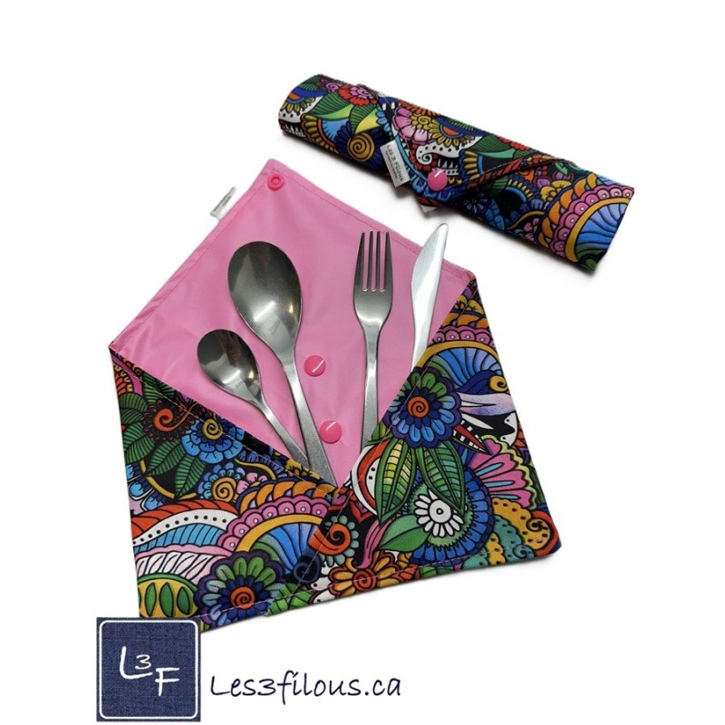 Mandala Pochette à Ustensiles Roulable et Réutilisable (Ustensiles inclus) UST-039