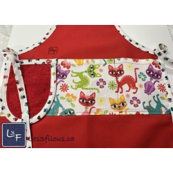Chats MulticouleurTablier Enfant avec essuie-mains Prêt à Broder TEN-356P