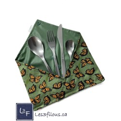 Papillons Pochette à Ustensiles Roulable et Réutilisable (Ustensiles inclus) UST-044