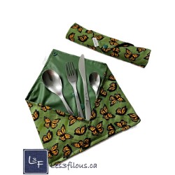 Papillons Pochette à Ustensiles Roulable et Réutilisable (Ustensiles inclus) UST-044