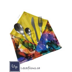 Aquarelle Pochette à Ustensiles Roulable et Réutilisable (Ustensiles inclus) UST-042