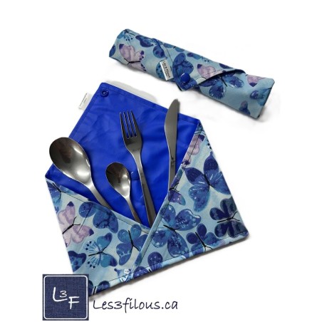 Papillons Pochette à Ustensiles Roulable et Réutilisable (Ustensiles inclus) UST-047