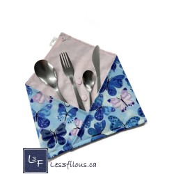 Papillons Pochette à Ustensiles Roulable et Réutilisable (Ustensiles inclus) UST-045