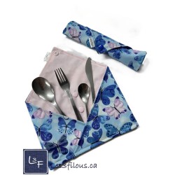 Papillons Pochette à Ustensiles Roulable et Réutilisable (Ustensiles inclus) UST-045