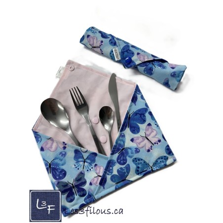 Papillons Pochette à Ustensiles Roulable et Réutilisable (Ustensiles inclus) UST-045