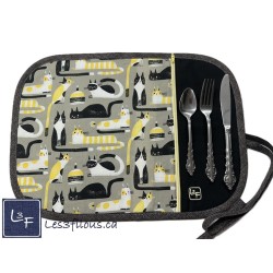 Chats Napperon avec Pochette Prêt à Broder Personnalisé NAP-388P