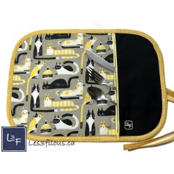 Chats Napperon avec Pochette Prêt à Broder Personnalisé NAP-391P