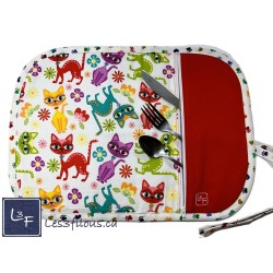 Chats Multicouleur Napperon avec Pochette Prêt à Broder Personnalisé NAP-392P