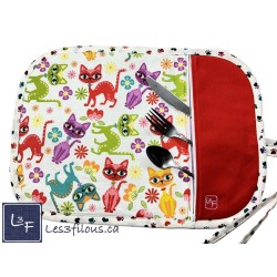 Chats Multicouleur Napperon avec Pochette Prêt à Broder Personnalisé NAP-394P