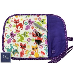 Chats Multicouleur Napperon avec Pochette Prêt à Broder Personnalisé NAP-395P
