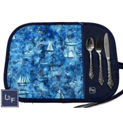 Nautique Bateau Ancre Voilier Napperon avec Pochette Personnalisé Prêt à Broder NAP-407P