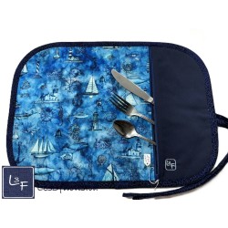 Nautique Bateau Ancre Voilier Napperon avec Pochette Personnalisé Prêt à Broder NAP-407P