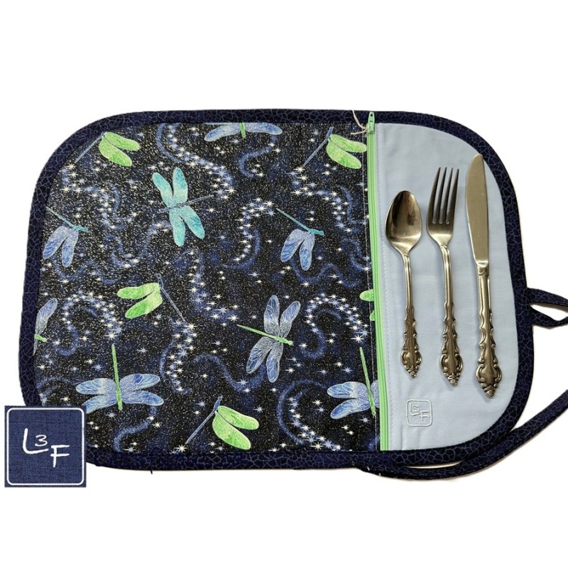 Libellules Napperon avec Pochette Personnalisé Prêt à Broder NAP-399P