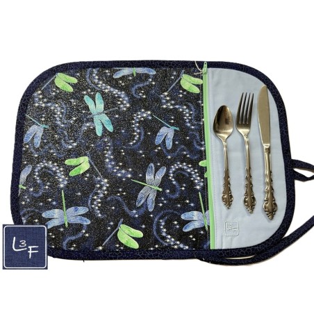 Libellules Napperon avec Pochette Personnalisé Prêt à Broder NAP-399P