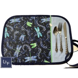 Libellules avec Petits Brillants Napperon avec Pochette Personnalisé Prêt à Broder NAP-401P
