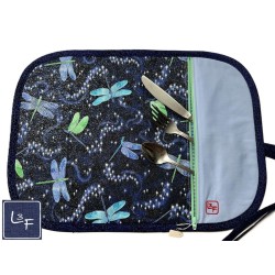 Libellules avec Petits Brillants Napperon avec Pochette Personnalisé Prêt à Broder NAP-403P