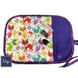 Chats Multicouleur Napperon avec Pochette Prêt à Broder Personnalisé NAP-397P