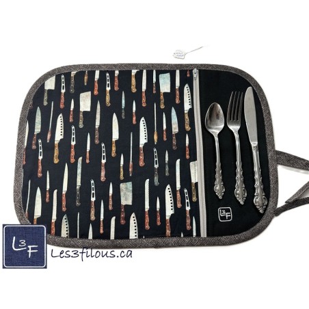 Chef Couteaux de Cuisine Napperon avec Pochette Personnalisé Prêt à Broder NAP-389P