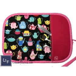 Théière en forme d'Animaux Chat Hibou Napperon avec Pochette Personnalisé Prêt à Broder NAP-410P
