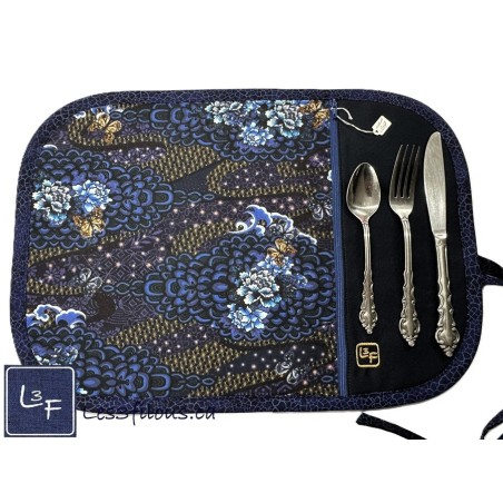 Fleurs et Papillons Napperon avec Pochette Personnalisé Prêt à Broder NAP-409D