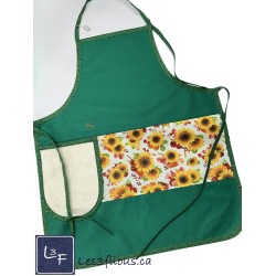 Tournesols Sunflowers Fleurs Tablier Adulte Vert avec Essuie-mains Prêt à Broder TEM-375P