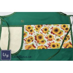 Tournesols Sunflowers Fleurs Tablier Adulte Vert avec Essuie-mains Prêt à Broder TEM-375P