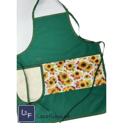 Tournesols Sunflowers Fleurs Tablier Adulte Vert avec Essuie-mains Prêt à Broder TEM-375P