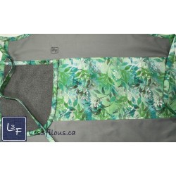 Feuillage vert et Turquoise Tablier Adulte Gris avec Essuie-mains Prêt à Broder TEM-378P