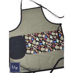 Camping Plein Air Nature Tablier Adulte avec Essuie-mains Prêt à Broder TEM-380P