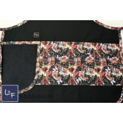 Roses et Papillons Fleurs Tablier Noir avec Essuie-mains Adulte Prêt à Broder TEM-381P