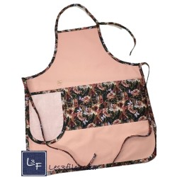 Roses et Papillons Fleurs Tablier Rose avec Essuie-mains Adulte Prêt à Broder TEM-383P