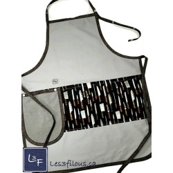 Couteaux de chef Tablier Adulte Gris avec Essuie-Mains Couleur Gris Prêt à Broder TEM-384P