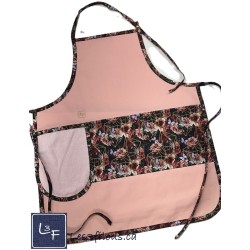 Roses et Papillons Fleurs Tablier Rose avec Essuie-mains Adulte Prêt à Broder TEM-387P