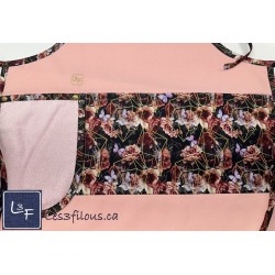 Roses et Papillons Fleurs Tablier Rose avec Essuie-mains Adulte Prêt à Broder TEM-387P