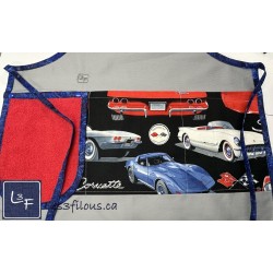 Corvette Automobile Voiture Tablier avec Essuie-mains Adulte Prêt à Brder Couleur bleu  TEM-392P